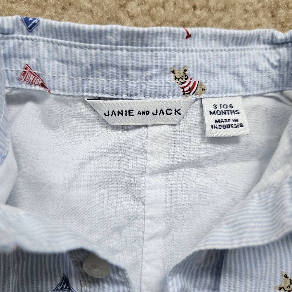 Janie and Jack striped frenchie french bulldog flag romper one piece 3-6 months